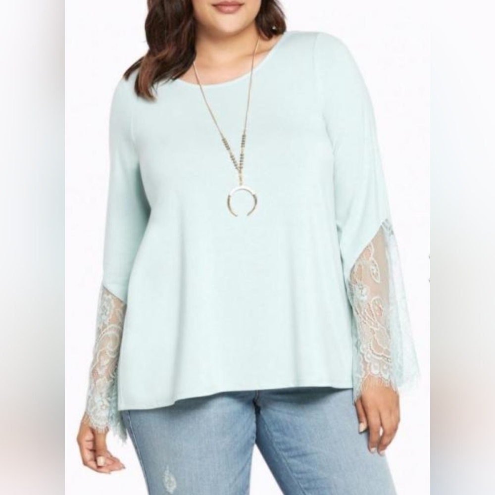 Torrid Mint Long Bell Lace Sleeve Top NEW Size L, 00